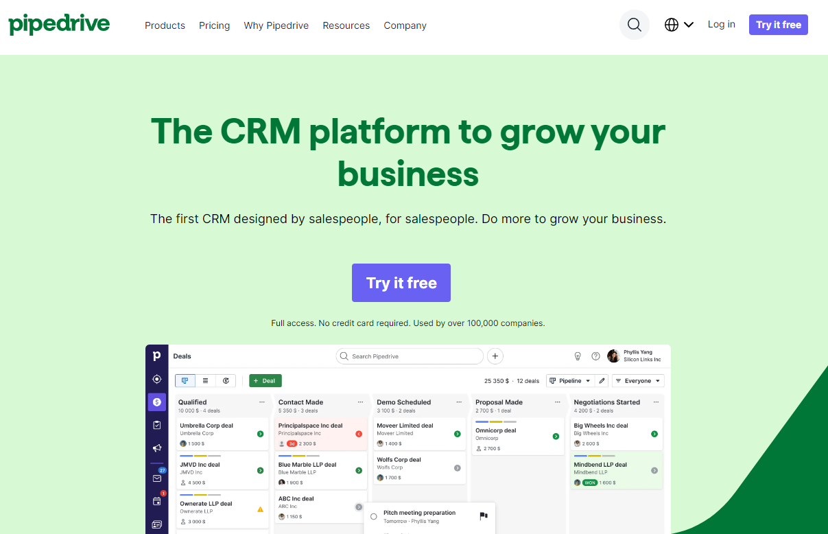 The CRM platform to grow your business with Pipedrive