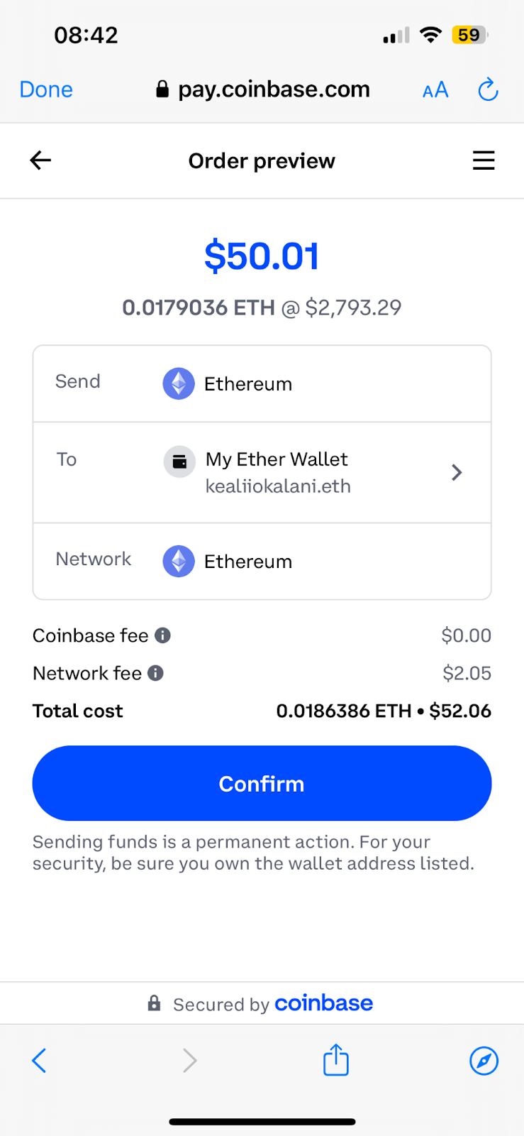 Onboard to MEW with Coinbase Pay