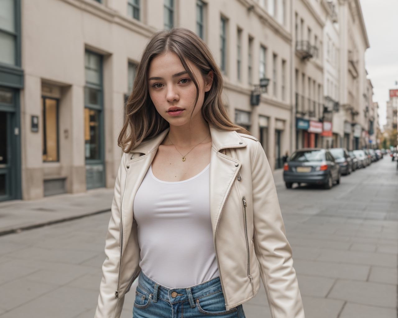 faux cream leather jacket