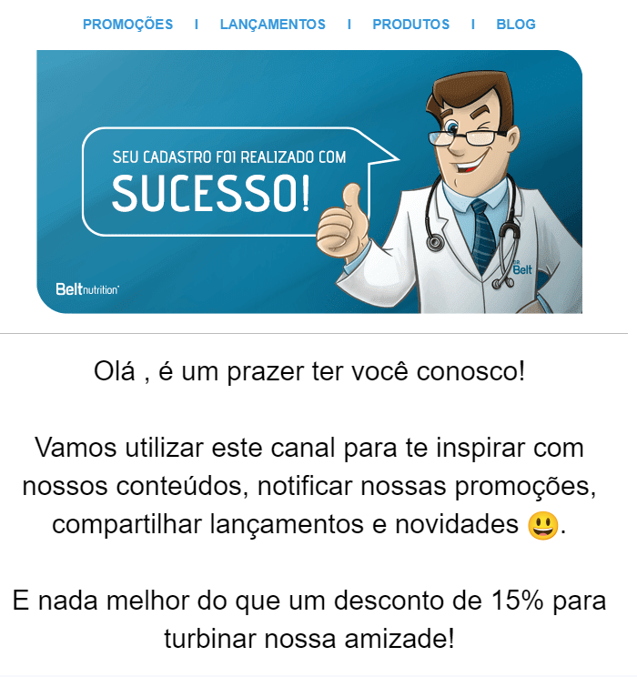 Exemplo de e-mail de boas-vindas