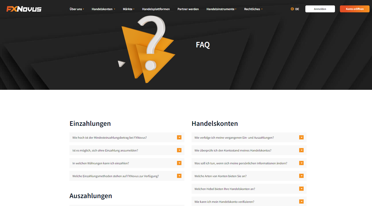 Besuchen Sie die FAQ-Seite von FXNovus für weitere Informationen.