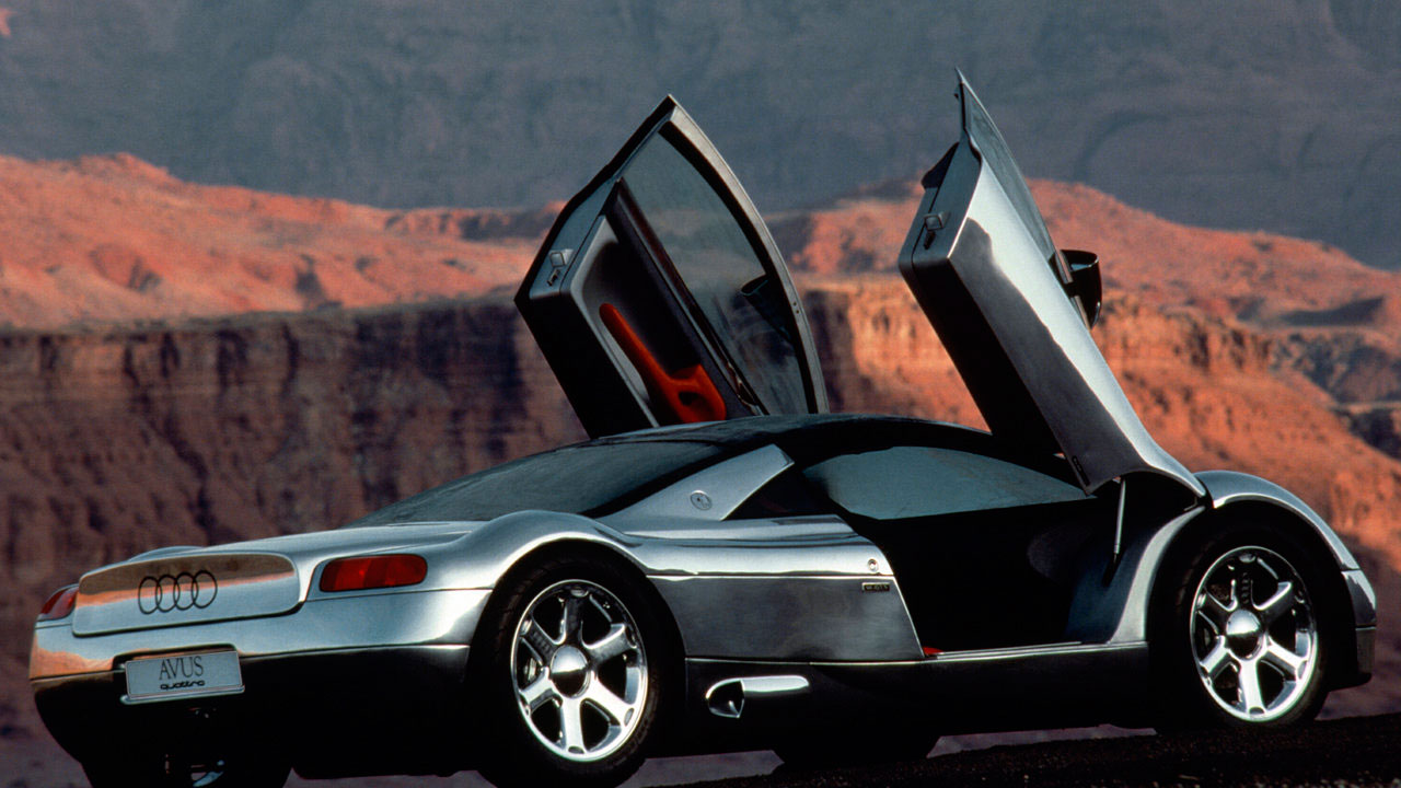 Audi Avus Quattro Concept Car from behind with open doors