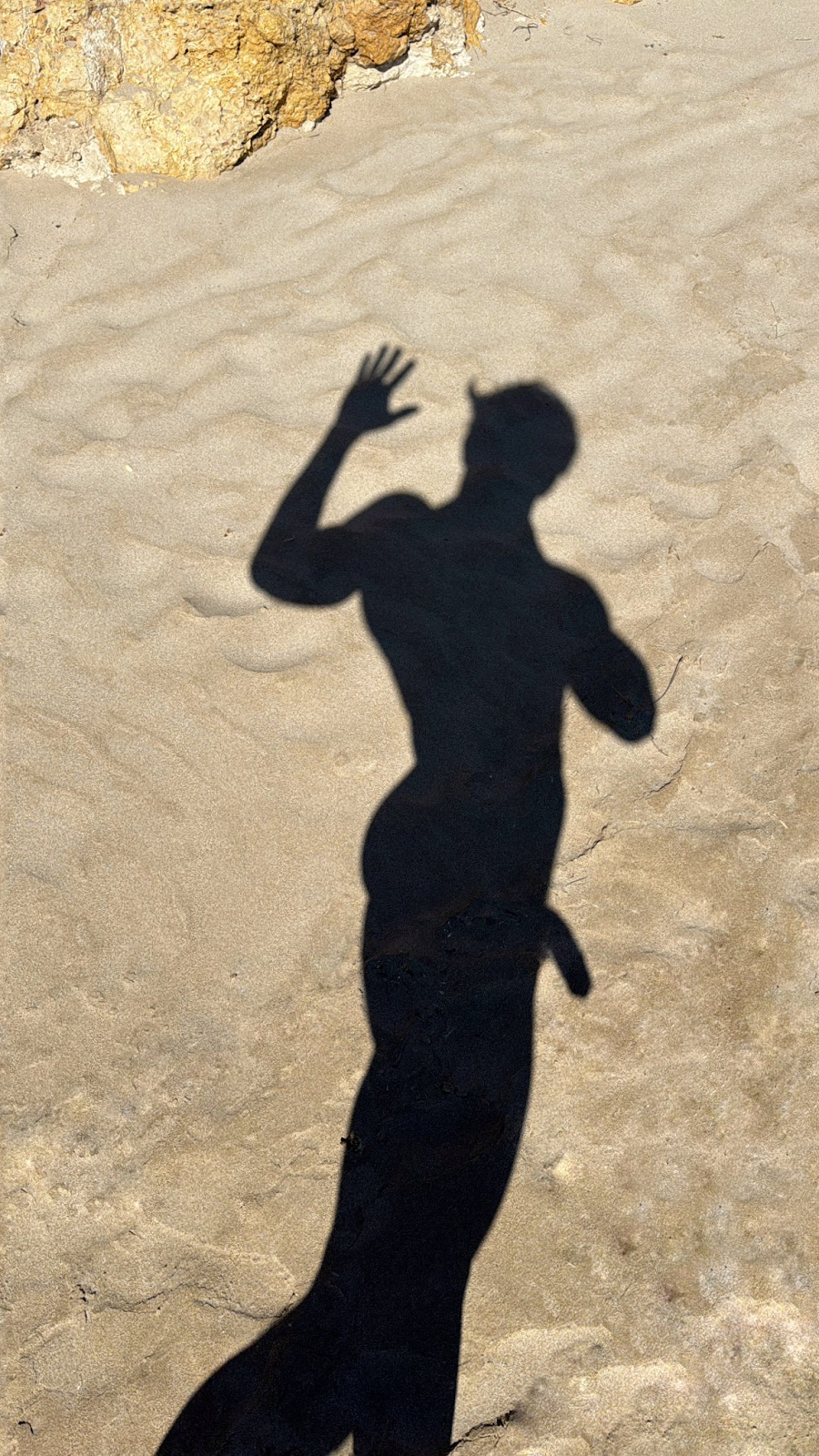 Eric Rmgr taking a naked beach photo showing off his flaccid cock