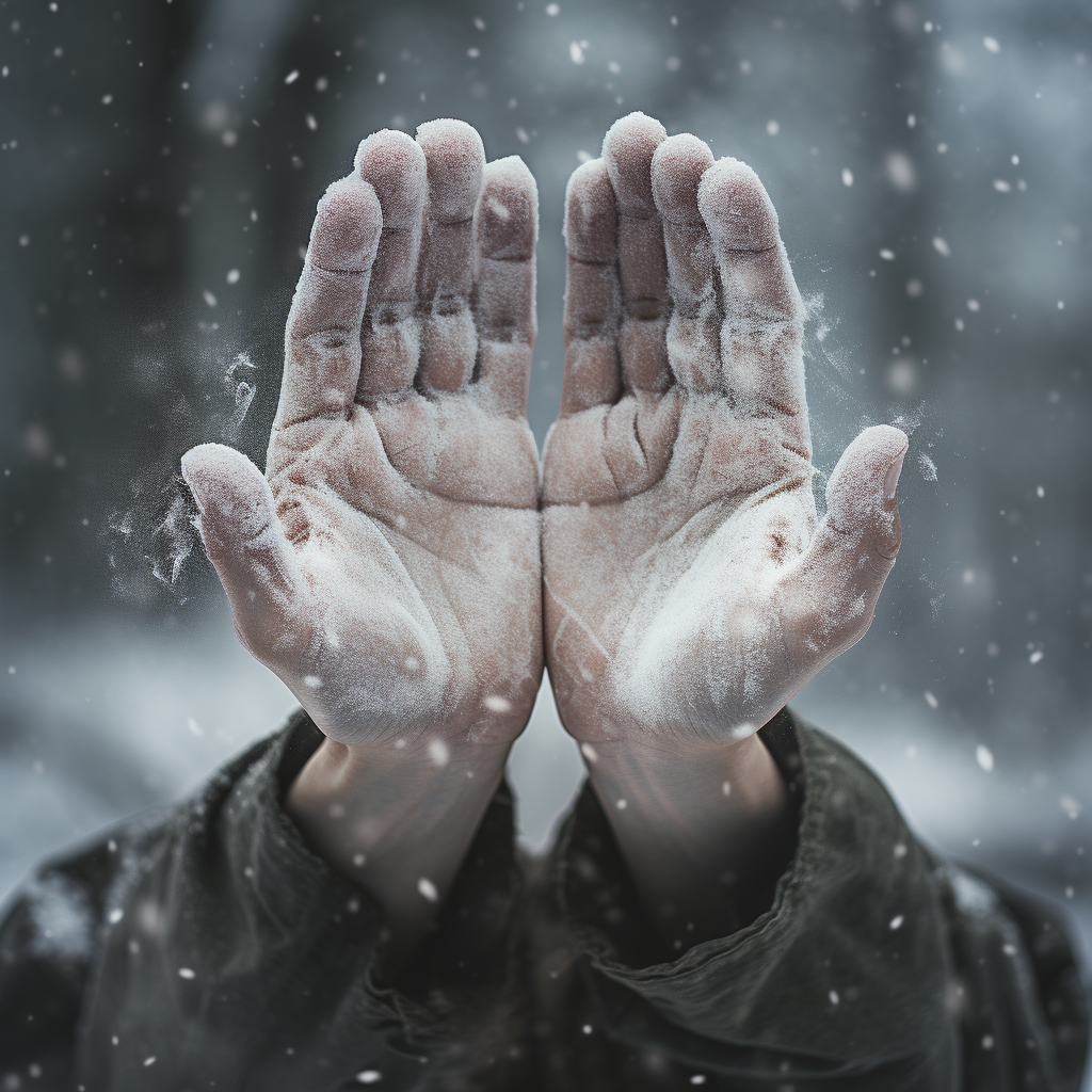 bare hands in the snow