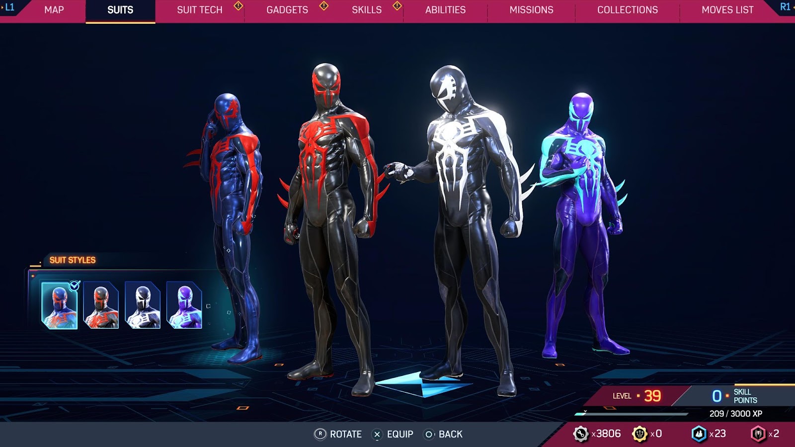 An in game image of Peter Parker in the Spider-Man 2099 Black Suit from Marvel's Spider-Man 2.