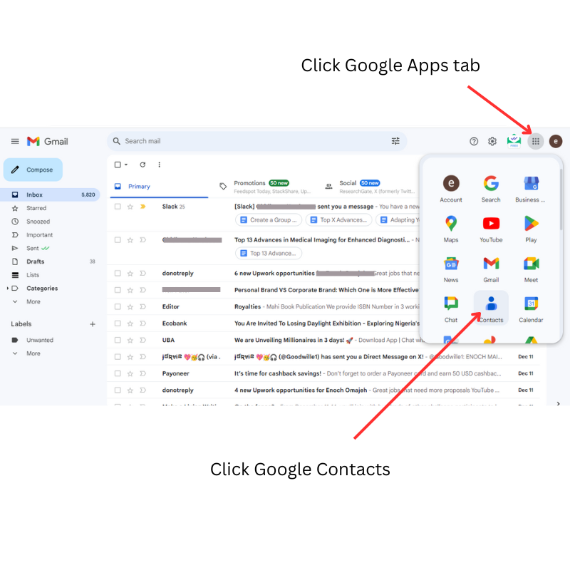 Open Google Contacts