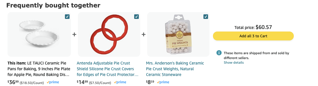 Items bought together on Amazon