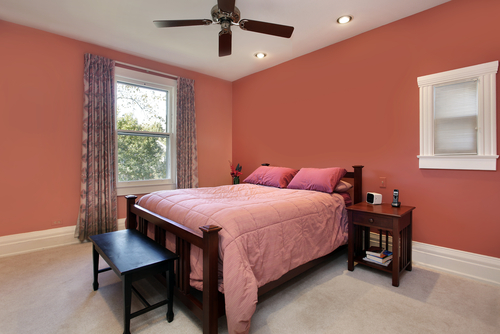 Bedroom wall colour combination #11: peach and white.