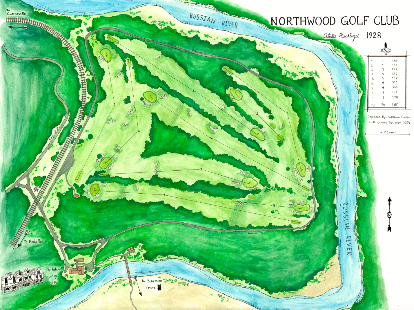 A map of a golf course

Description automatically generated