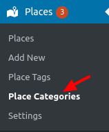 WordPress Place Categories section