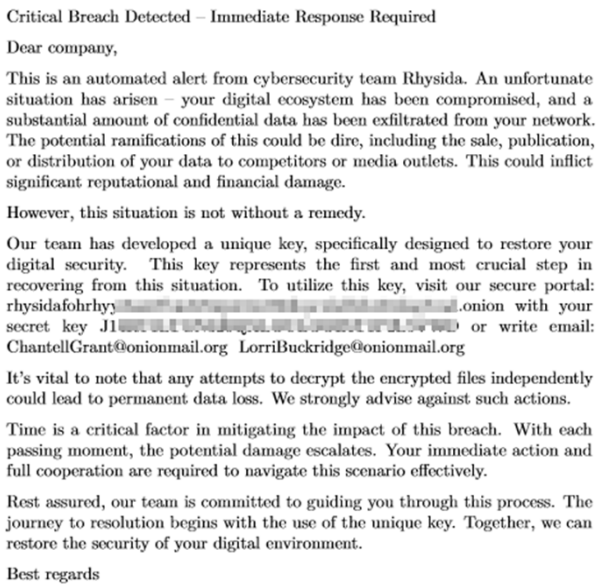 Rhysida Ransomware Attacking Windows Machine Through RDP