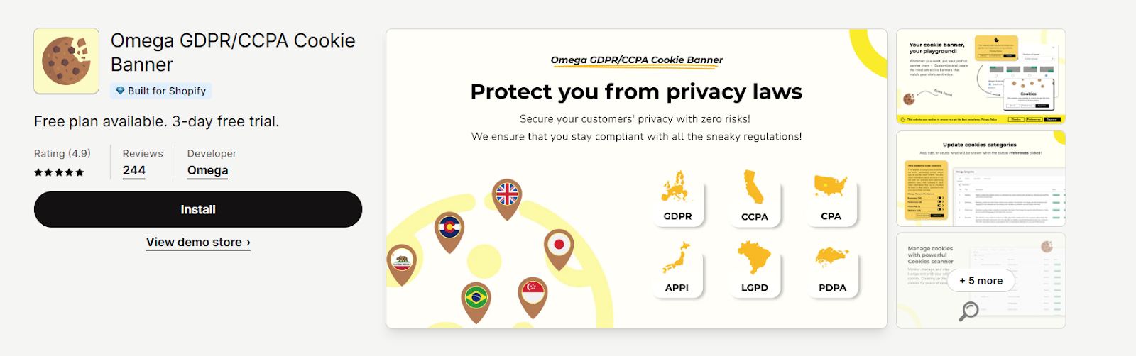 Omega GDPR/CCPA Cookie Banner
