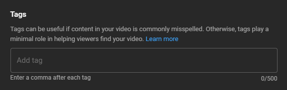 youtube tags