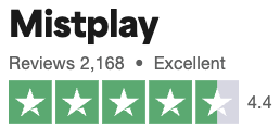 A screenshot of Mistplay's 4.4-star rating on Trustpilot with 2,158 reviews. 