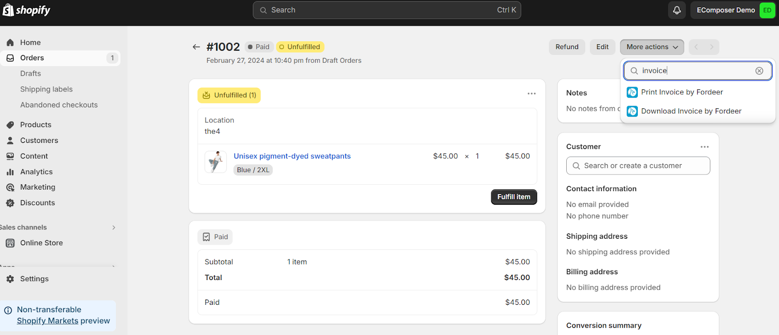 How to Create an Invoice on Shopify