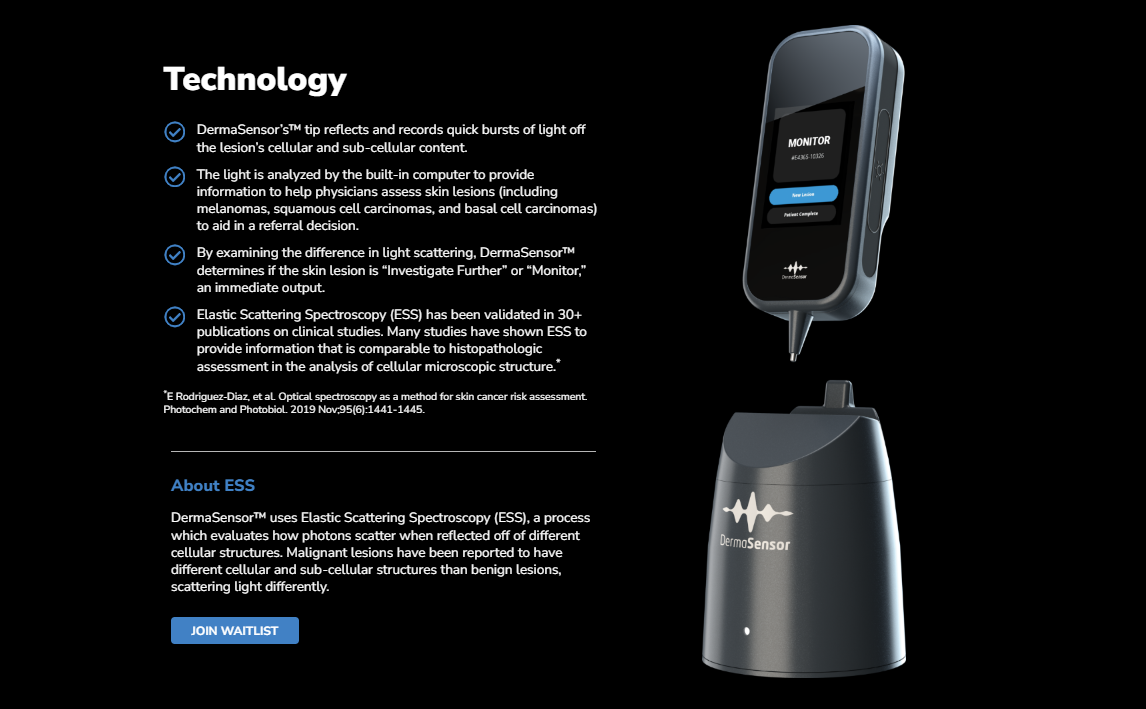 The technology behind DermaSensor to detect skin cancer