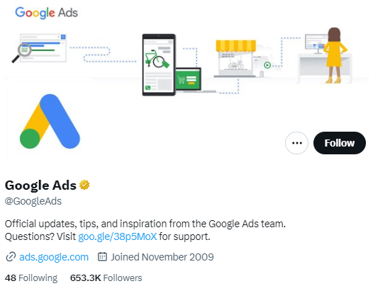 Google Ads’ official X account