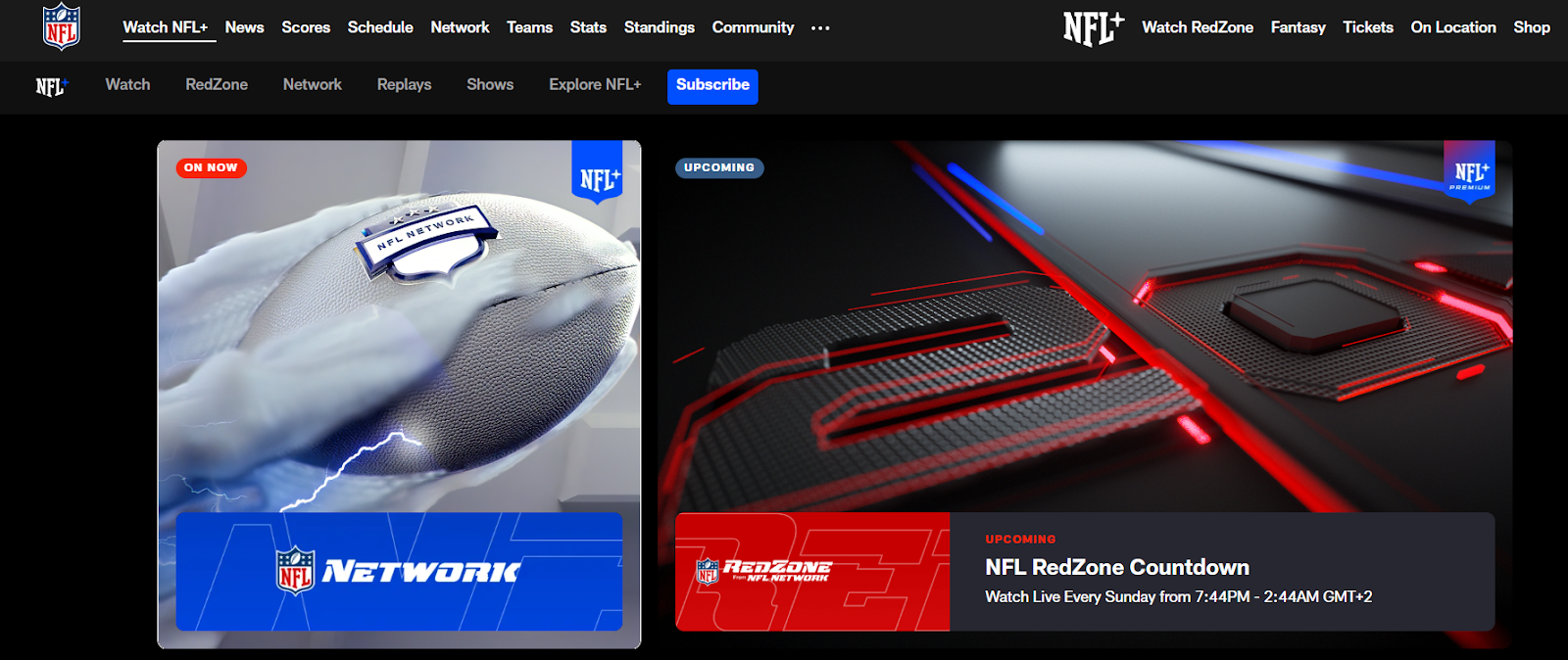 The NFL+ app gives you access to the NFL Network and RedZone channel
