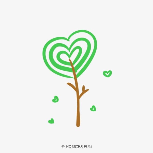 Easy tree drawing cute, Heart-shaped Tree