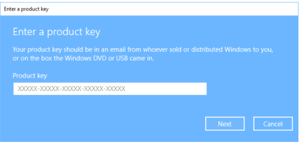 enter a product key 