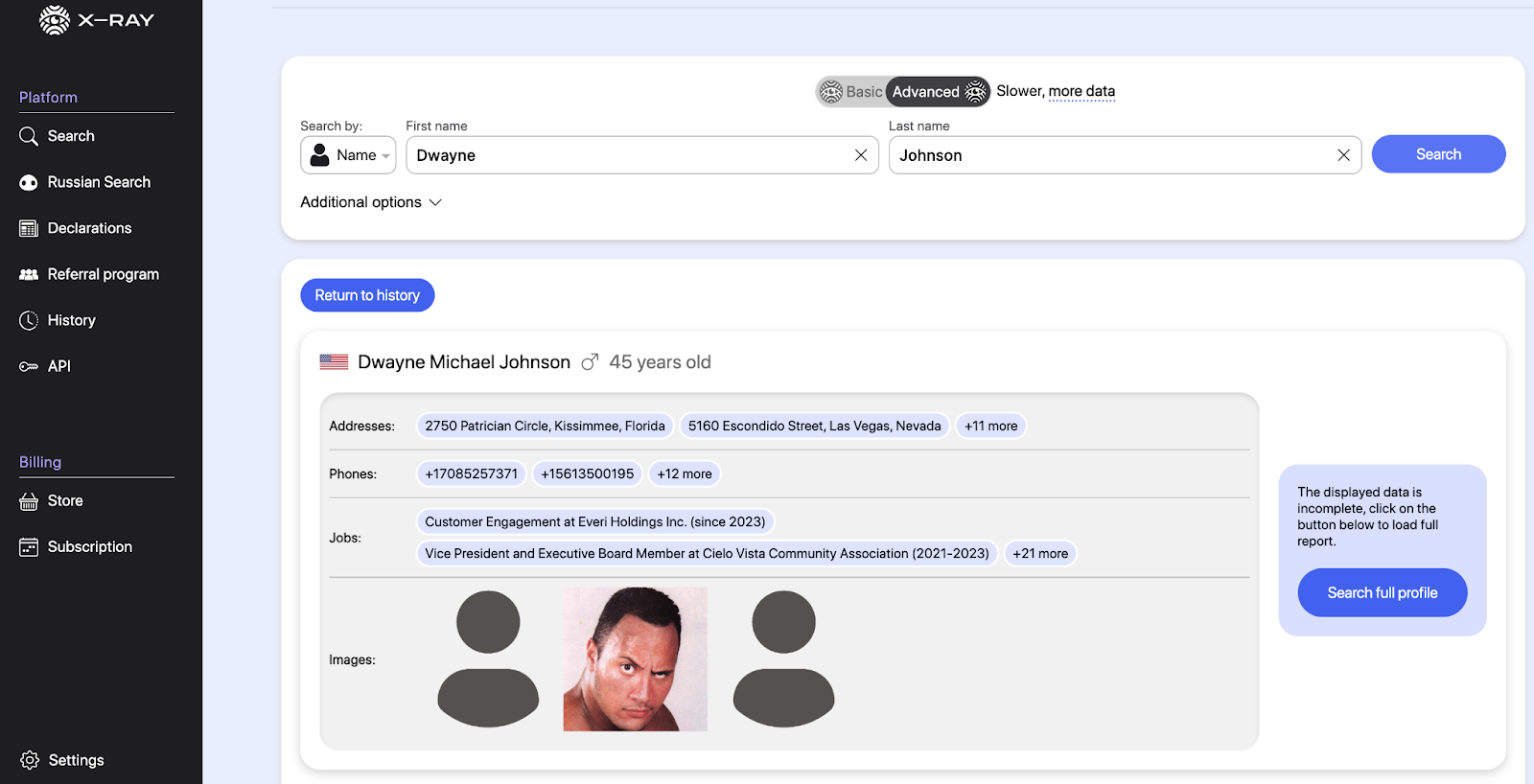 X Ray contact search results