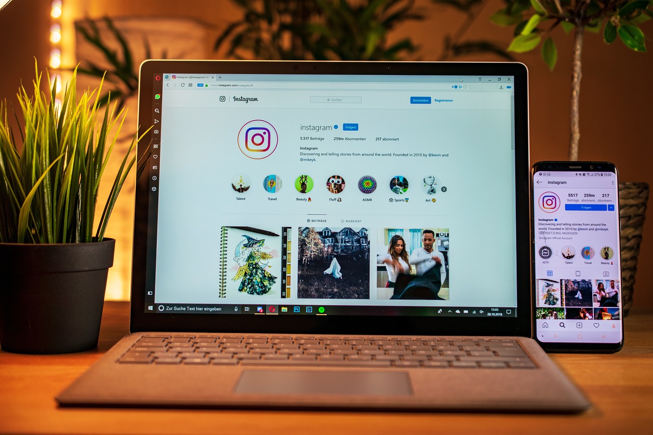 Instagram Page on laptop