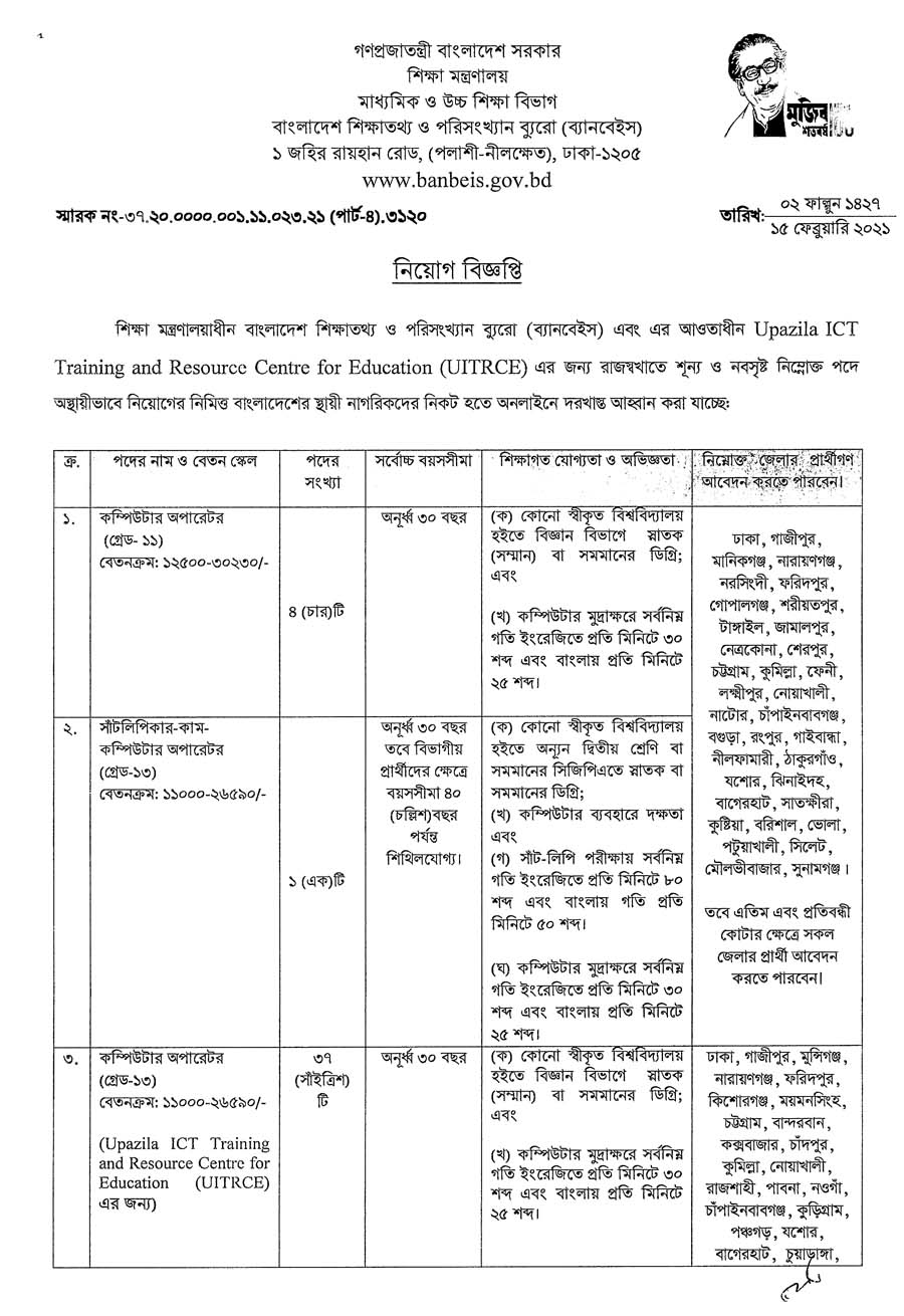 BANBEIS Job Circular 02