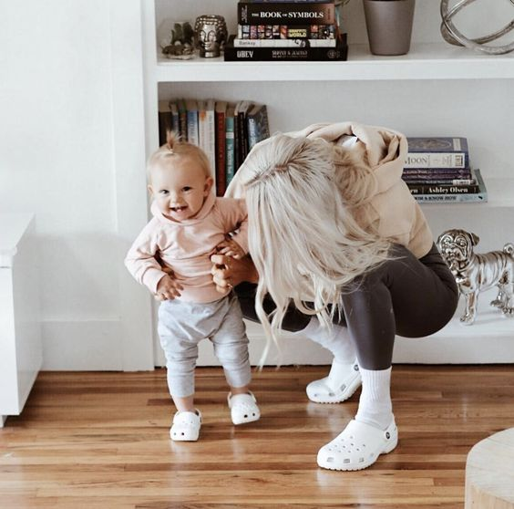 Picture showing a mother and her gorgeous daughter  rocking some cool crocs