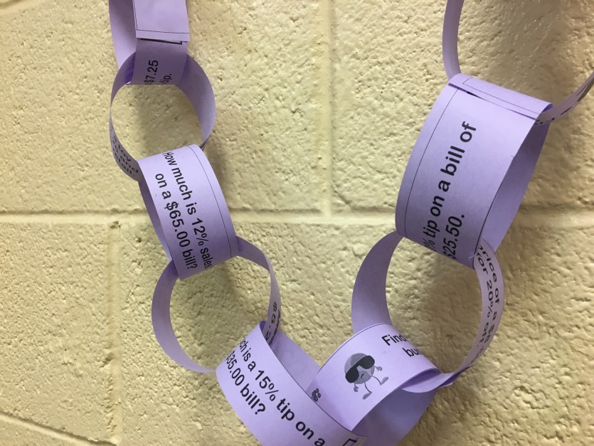 Tax, tips, and discounts paper chain activity is perfect for partners. Students work together and get the practice they need. Check out all 8 tax, tips, and discounts activity ideas.