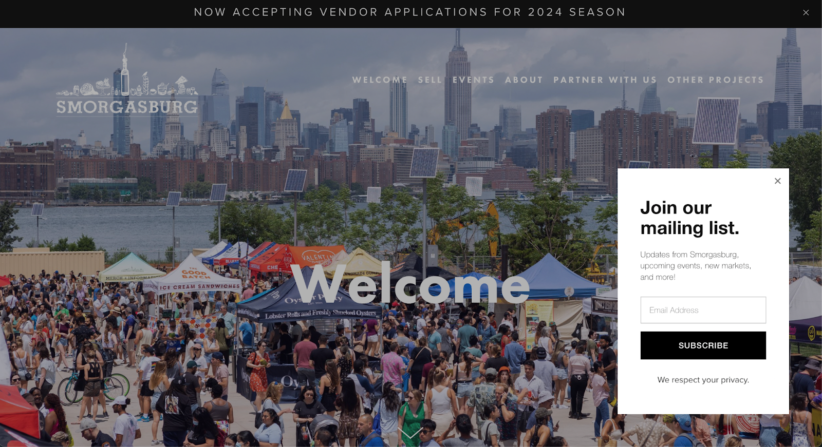 event website examples, smorgasburg