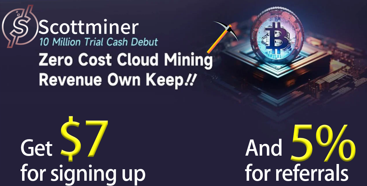 ScottMiner launches free cloud mining services and affiliate programs to earn cryptocurrency.