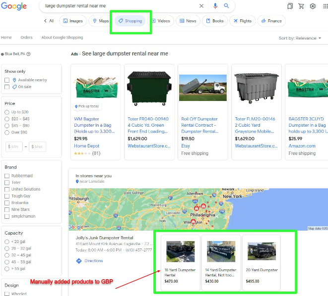 Manually adding products to GBP