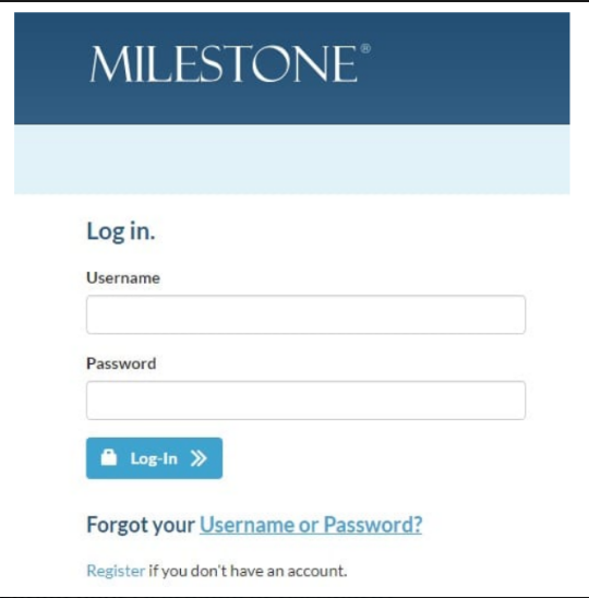 milestone card/activate login page