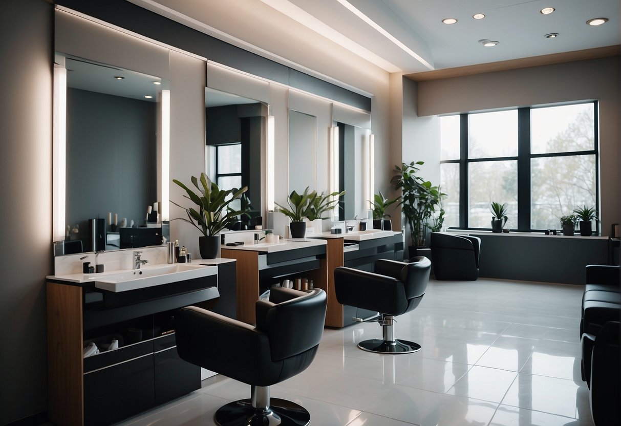 A simple and affordable beauty salon with minimalist decor and modern furniture