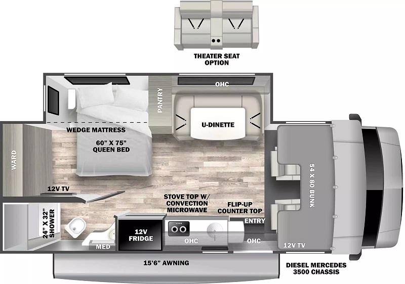 2024 8 Best Class C Diesel Motorhomes Forest River Solera 24SRC floor plan