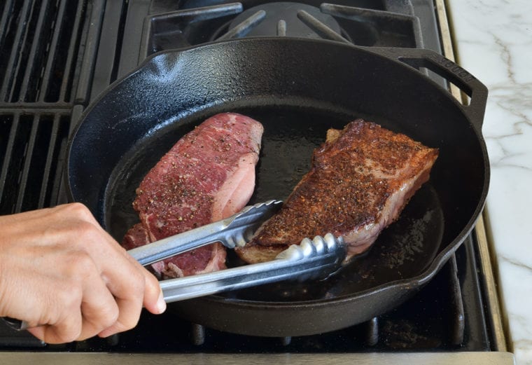 flipping steaks