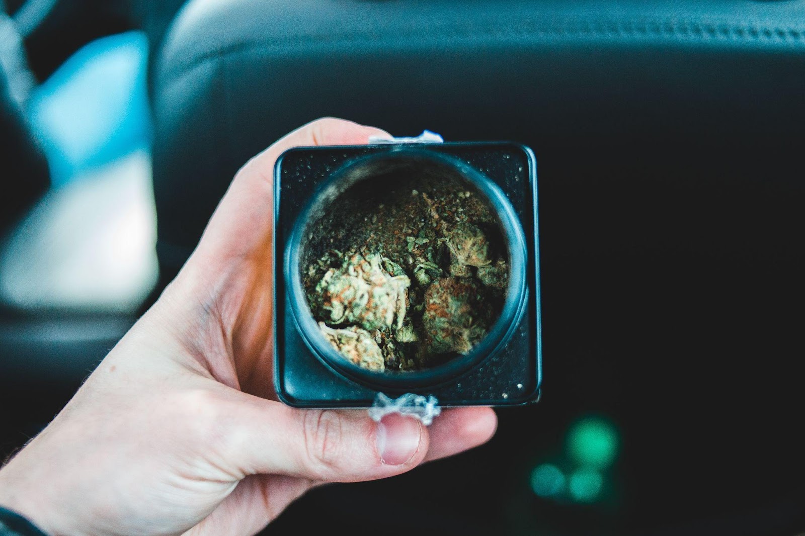 a container filled with weed