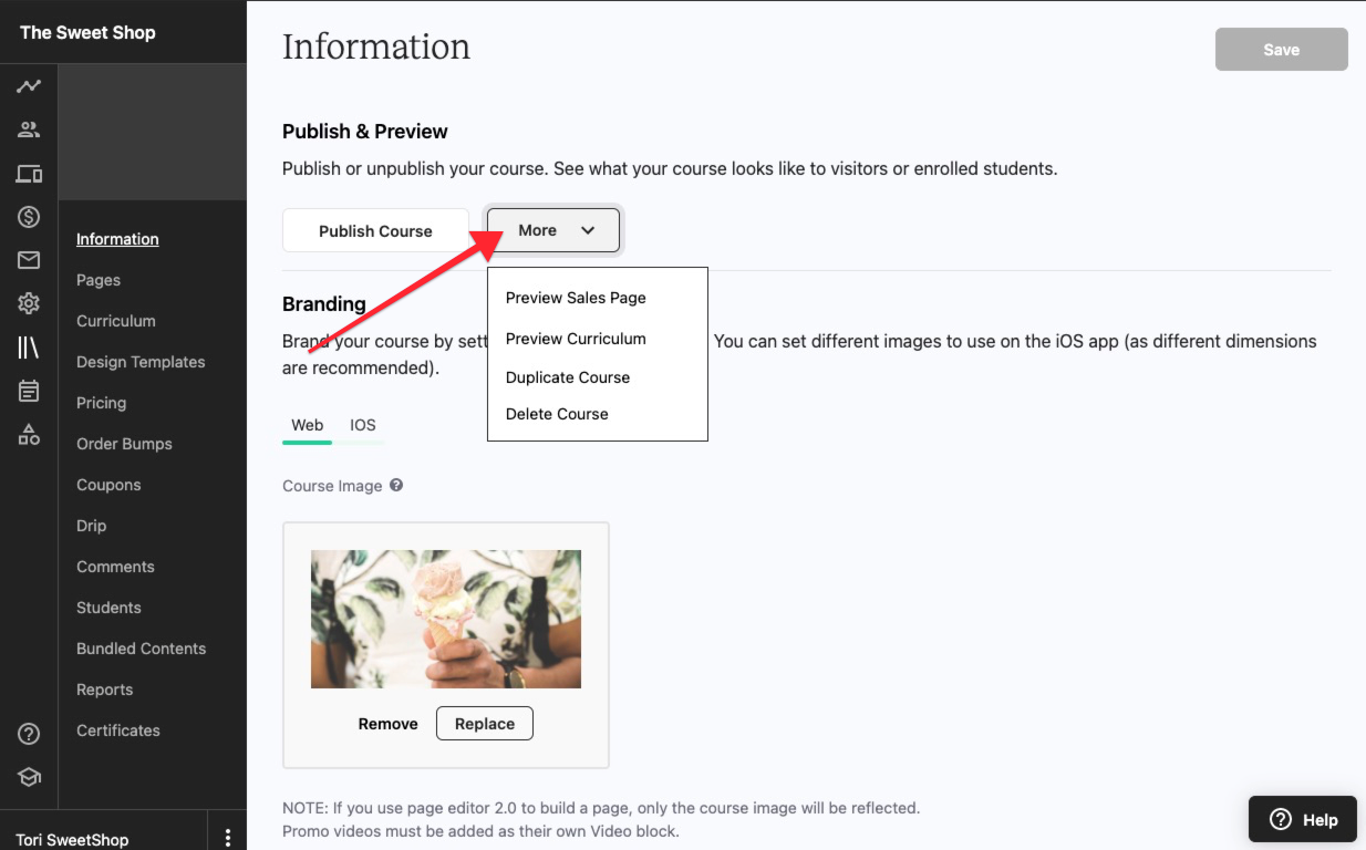 Course Creation Features for Teachable