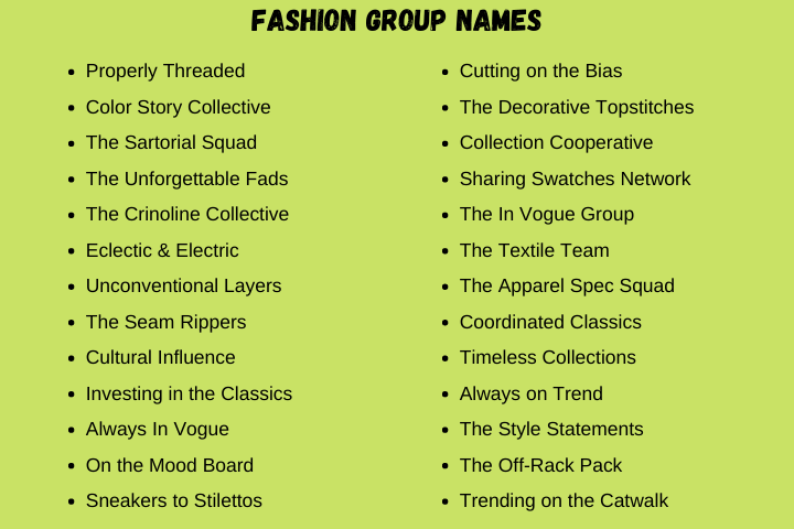 Fashion Group Names