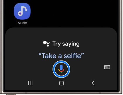 Microphone icon highlighted on the Google Assistant app