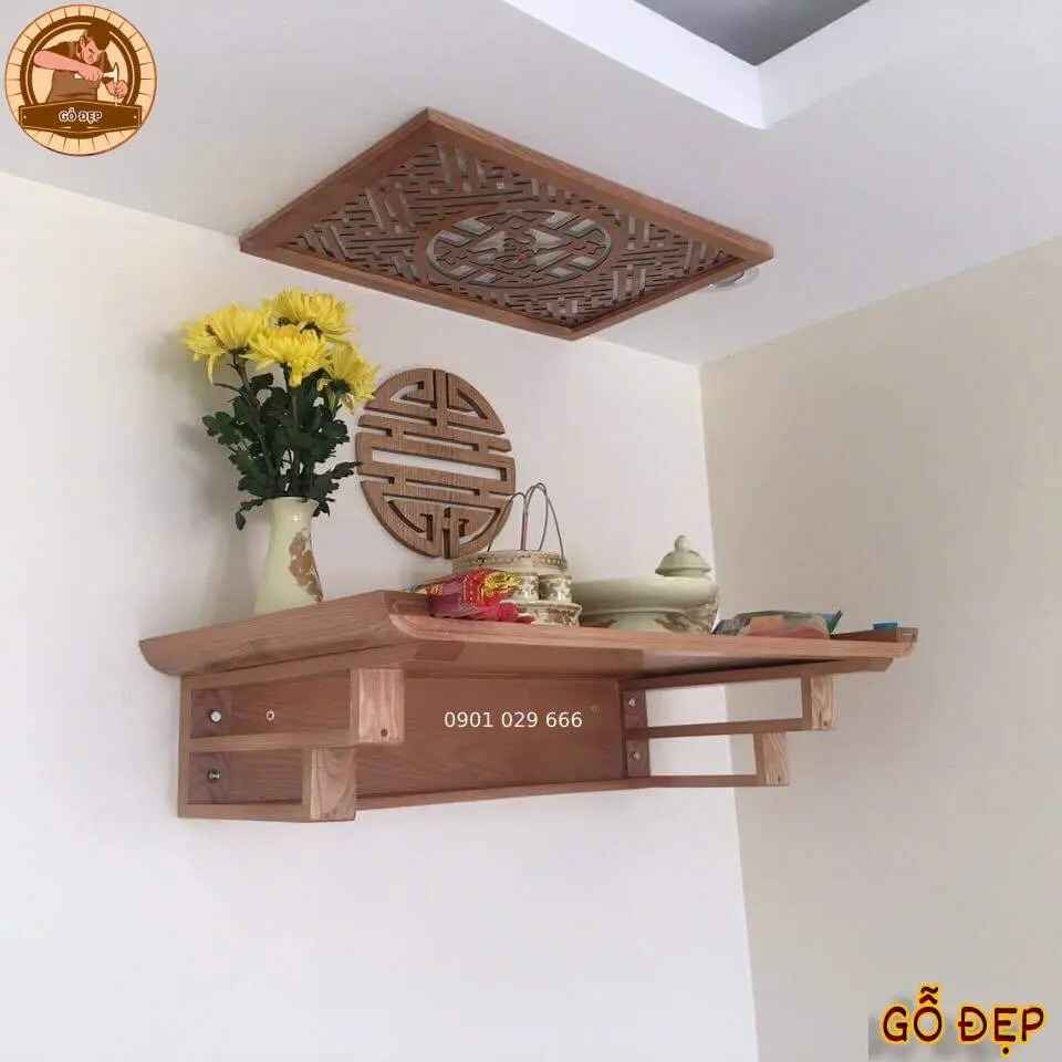 Mẫu bàn thờ treo tường chung cư Quảng Ngãi tối giản