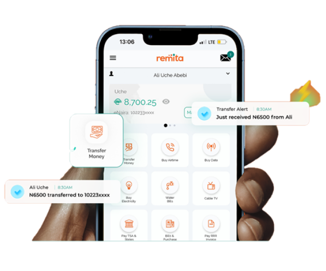 image showing remita mobile home screen