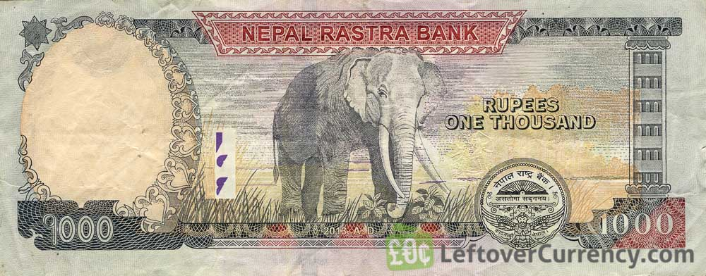 The face of a thousand Nepalese Rupees Bank Note.