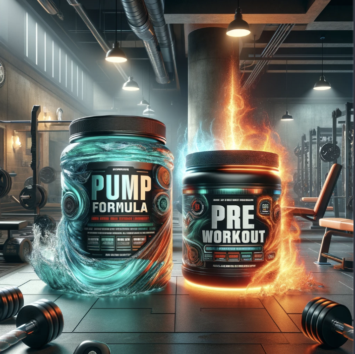 AI generated image of pump and pre-workout formulas