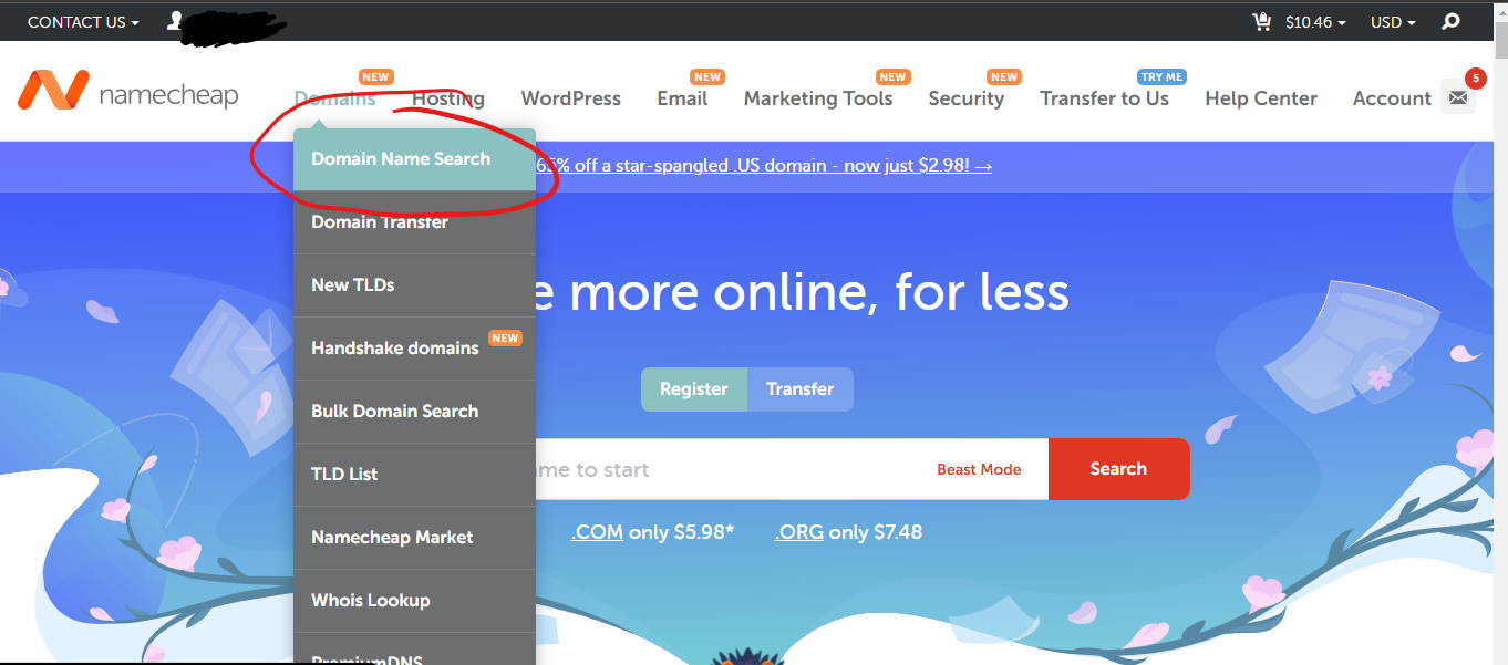 Namecheap domain name search 