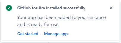 GitHub Jira integration success screen