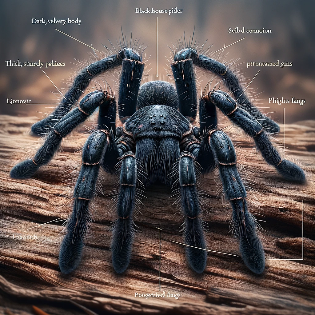 Identifying features of a Black House Spider.