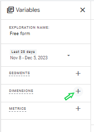 Import dimensions to Conversion Report in Exploration in GA4.