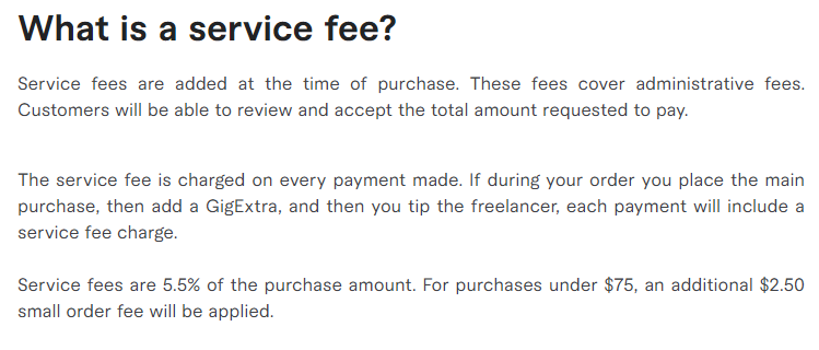 Service Fee for Fiverr