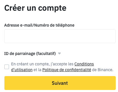 créer un compte binance